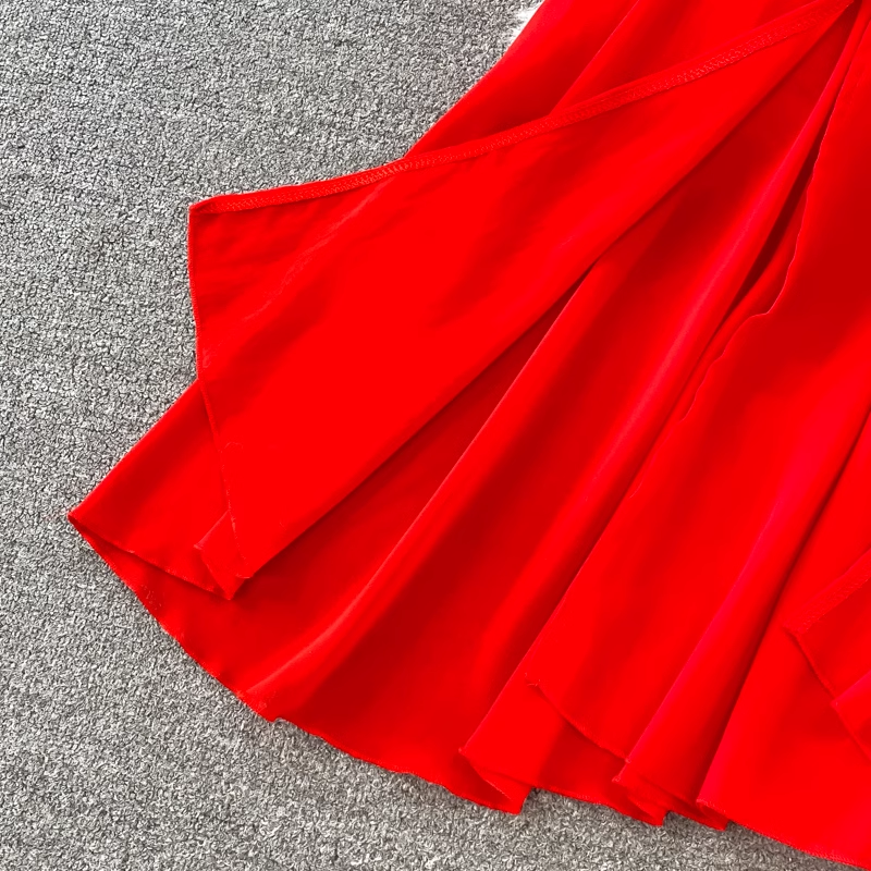 Red Off Shoulder Chiffon dress