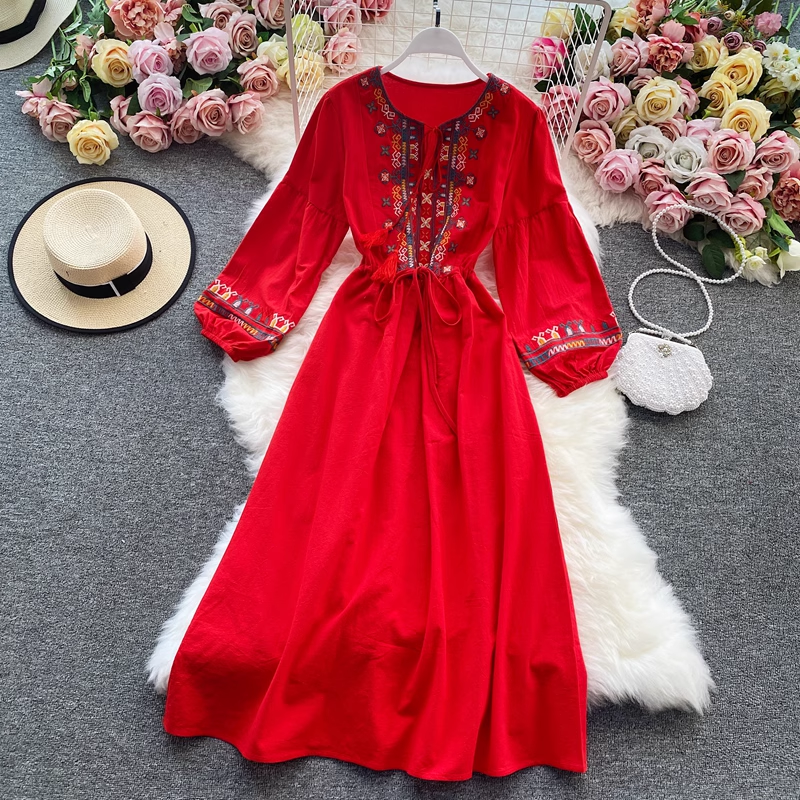 Women's beach vacation dress bohemian beach dress