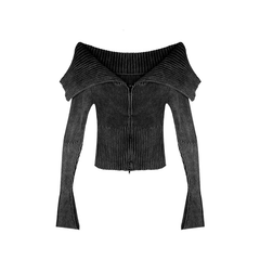 Off the shoulder long-sleeve sweater