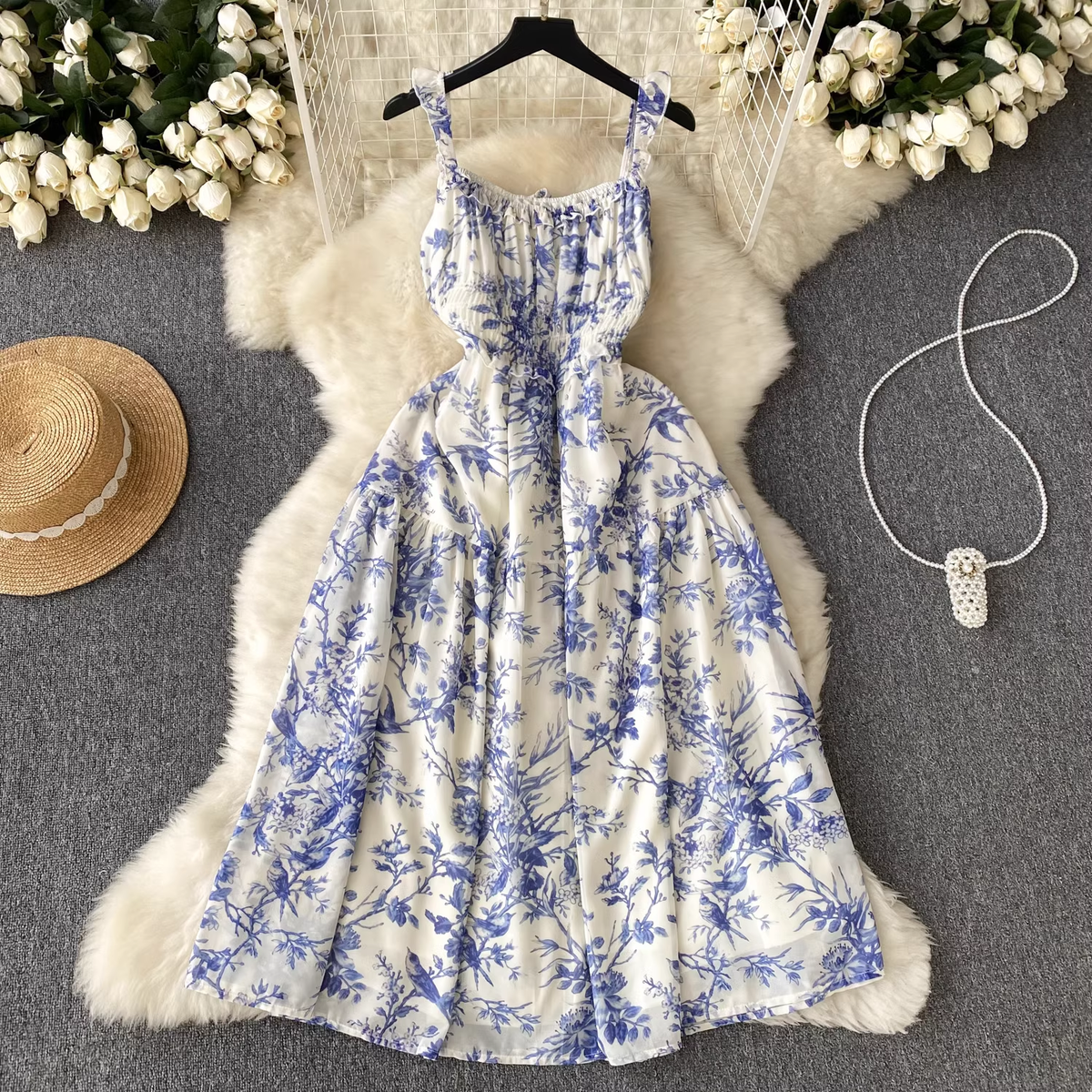Women's summer floral chiffon dress