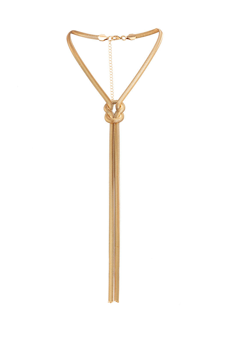 Alloy Twisted Knotted Chain Long Necklace