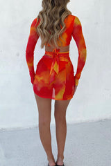 Cutout O - Ring Tie Up Shrug Knot Mini Dress Two Piece Set