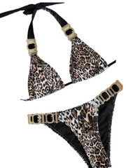 Bikini de diamantes con estampado de leopardo