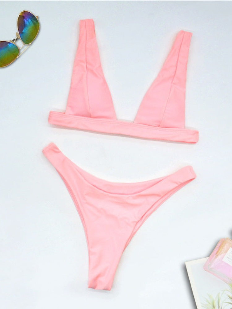 Solid Color Split Bikini