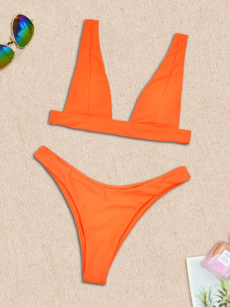 Solid Color Split Bikini