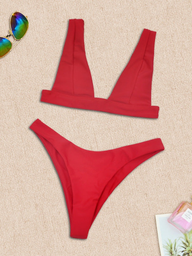 Solid Color Split Bikini