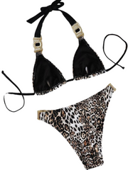 Bikini de diamantes con estampado de leopardo