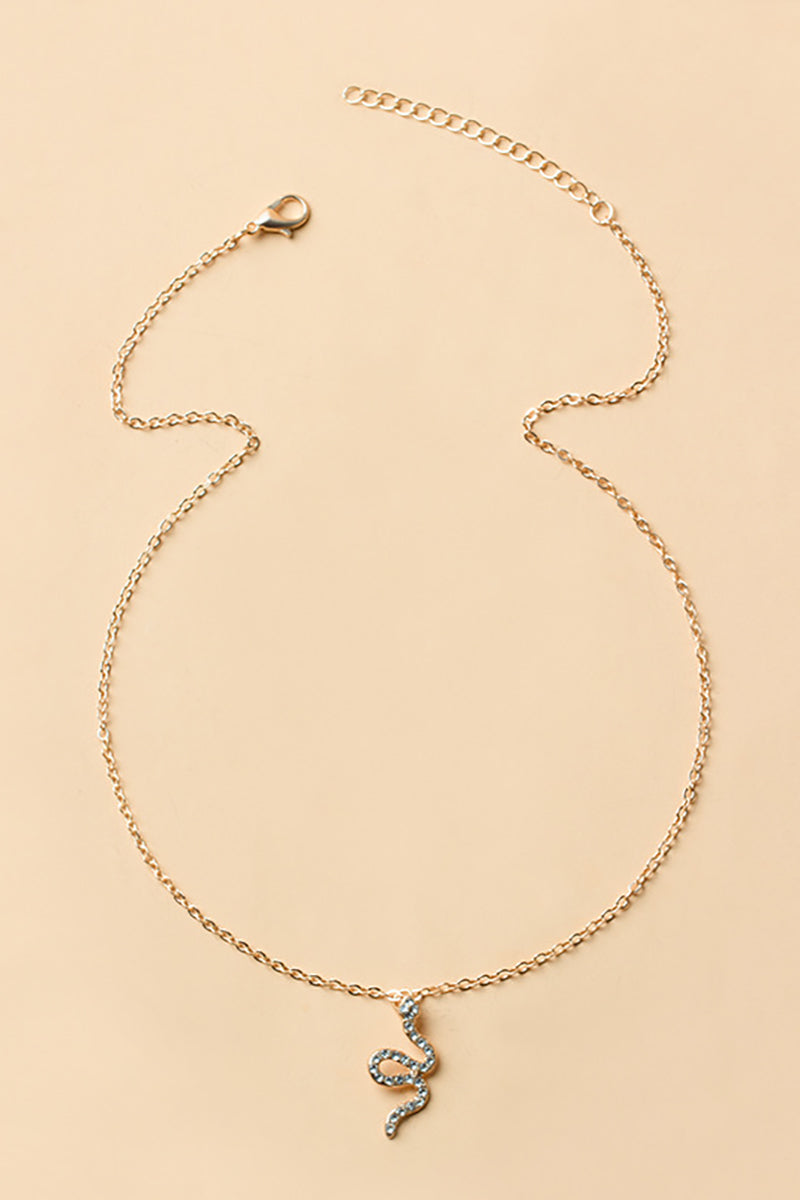 Alloy Snake Pendant Fashionable Necklace - Gold