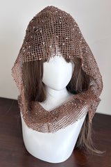 Pebble Decor Fishnet Shawl Hooded Hat