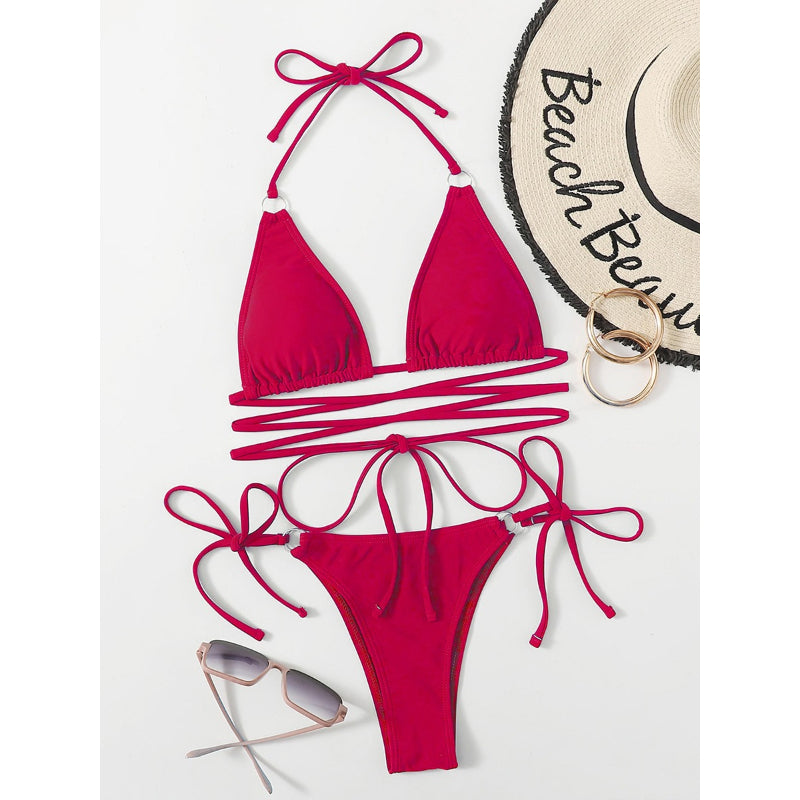 Conjunto de bikini cruzado para mujer