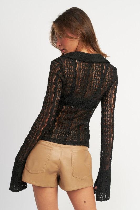 Bell Sleeve Lace Shirt