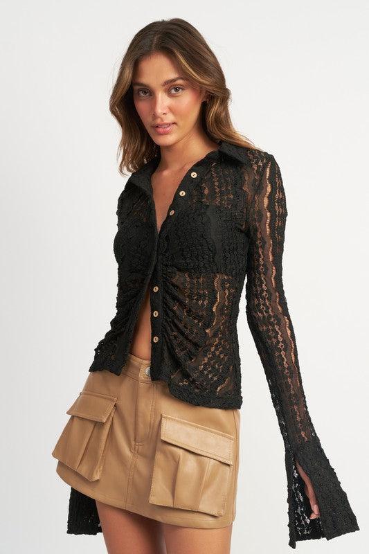 Bell Sleeve Lace Shirt