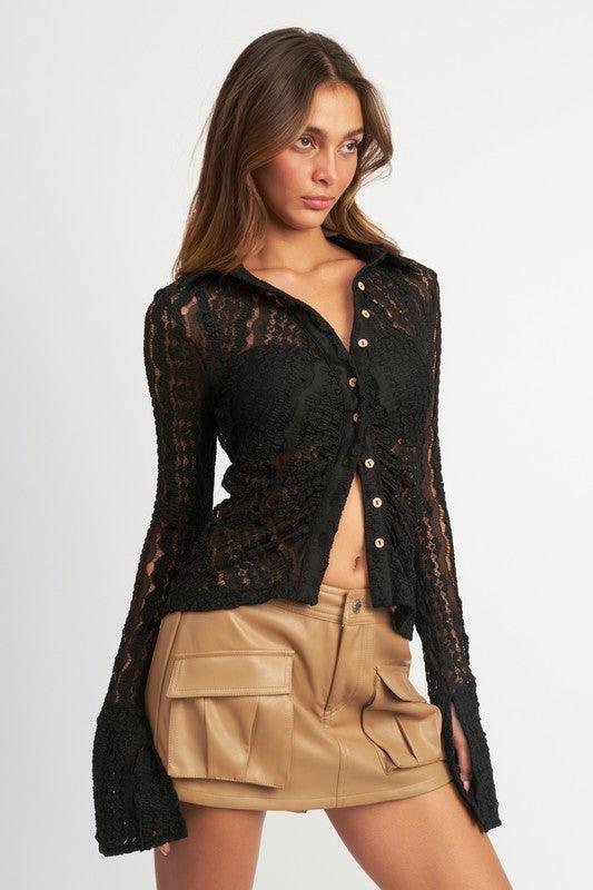 Bell Sleeve Lace Shirt