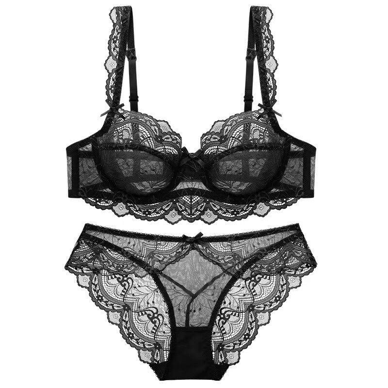 Embroidery Ultrathin Underwire Lingerie Set