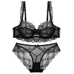 Embroidery Ultrathin Underwire Lingerie Set