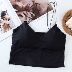 Ice Silk Seamless Padded Push-Up Sling Vest