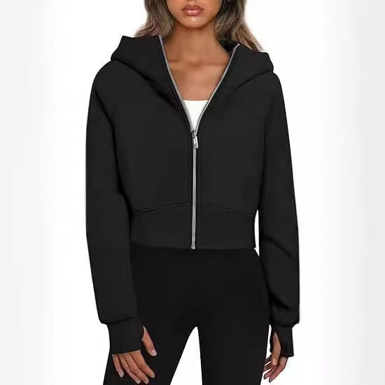 Casual Zippered Hoodie Fleece Sweatshirt