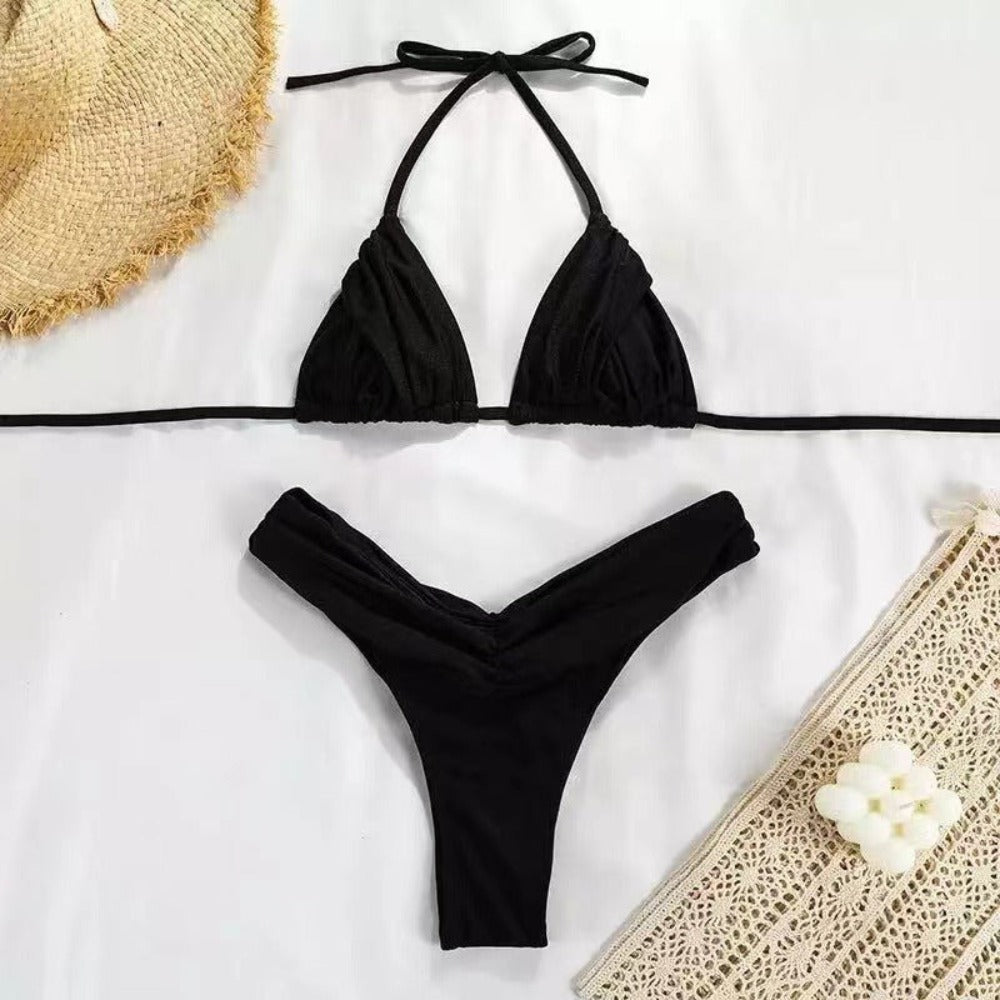 Bikini elegante de color sólido para mujer para el verano