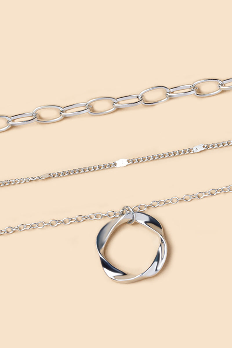 Mobius Strip Pendants Alloy Layered Necklace - Gold