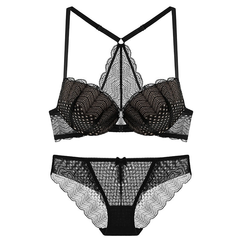 Front Buckle Strappy Back Bralette Brief Set