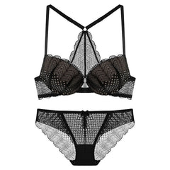 Front Buckle Strappy Back Bralette Brief Set