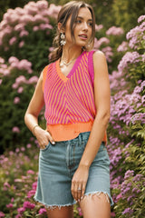 Pullover mit V-Ausschnitt und Kontrast