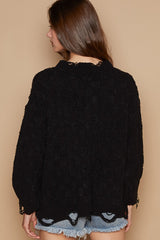 POL Cable Knit Cutout Long Sleeve Sweater