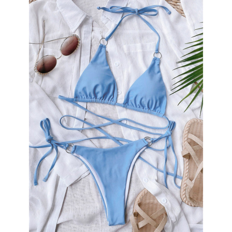 Conjunto de bikini cruzado para mujer