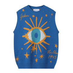 Suéter de cuello redondo con jacquard de ojos