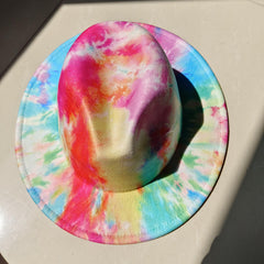 Sombreros Fedora de ala ancha con efecto tie-dye y mármol