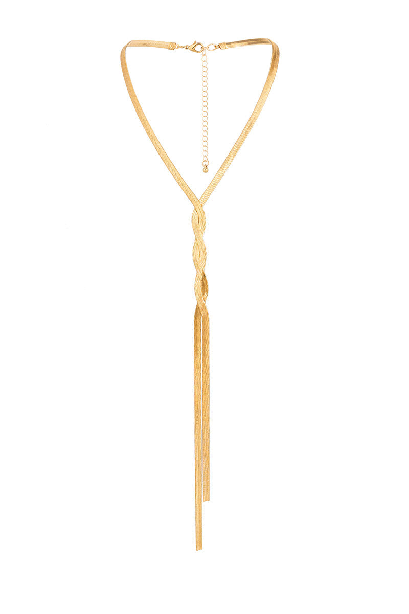 Alloy Twisted Knotted Chain Long Necklace