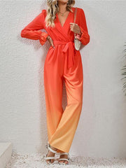 Mono con mangas con volantes y lazo en la parte delantera en degradado