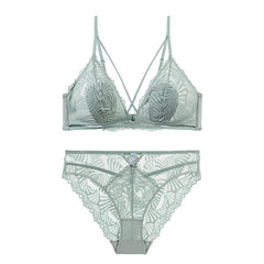 Fancy Embroidery Wire-Free Bralette And Panty Set