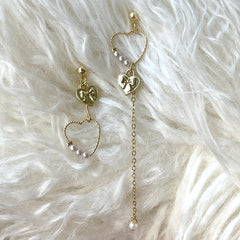 Minimalist Mismatched Angel Heart Earrings