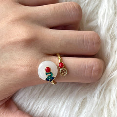 Creative Natural Jade Gold Unisex Cocktail Ring