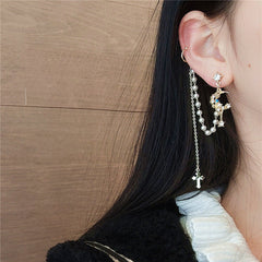 Stunning Crescent Moon Dangle Tassel Ear Wrap Cuff
