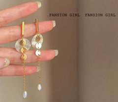 Round dangle tassel earrings