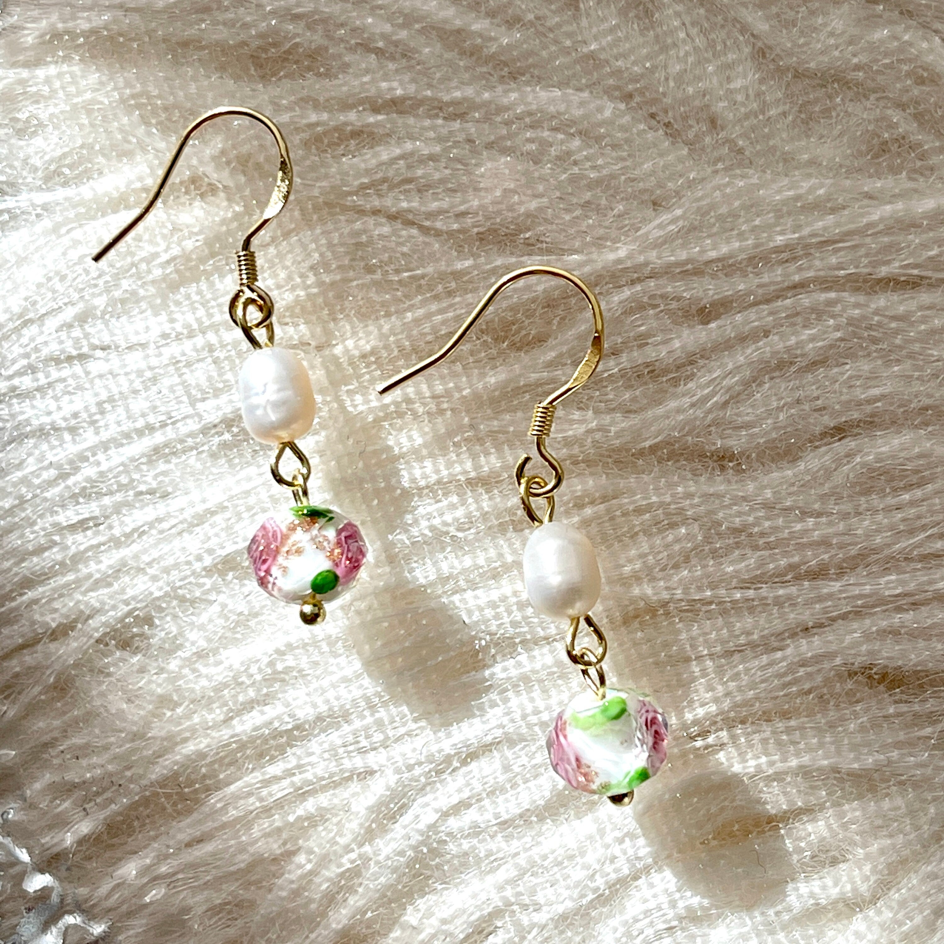 Delicate Vintage Wild Rose Drop Earrings