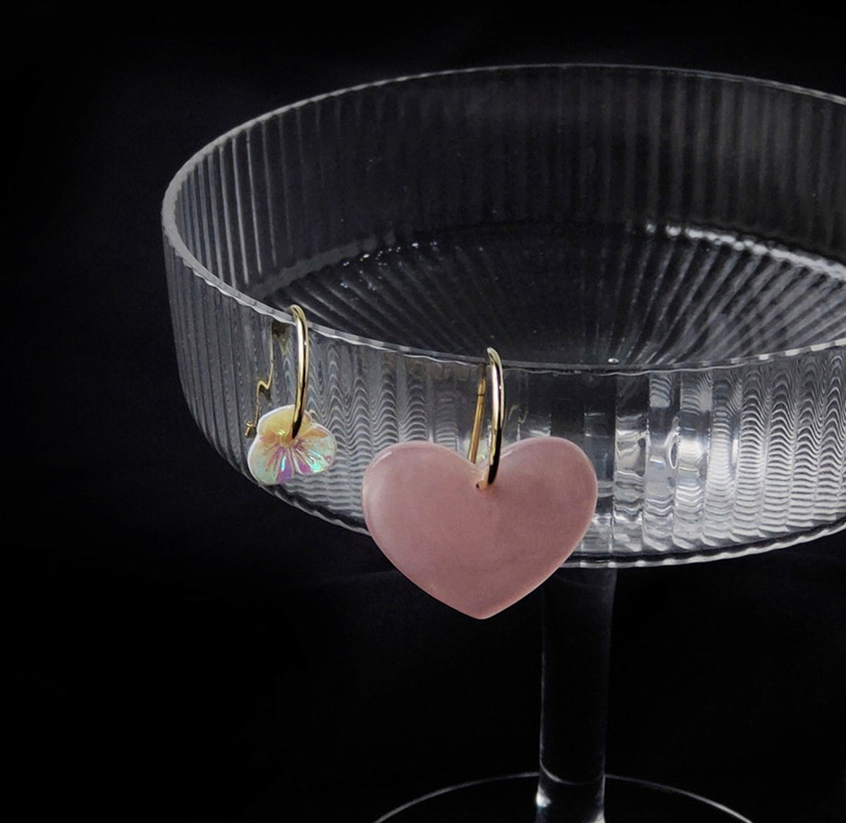 Pastel Pink Heart Mismatched Earrings