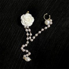 White Rose Ear Climber Wrap Cuff