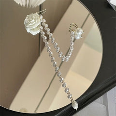 White Rose Ear Climber Wrap Cuff