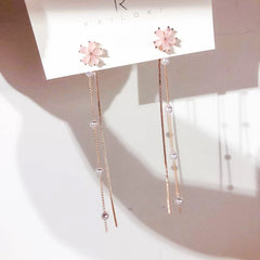 Pendientes de flor de cerezo rosa de 2 vías hechos a mano