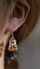 Cinderella Gold Cage Rainbow Drop Earrings