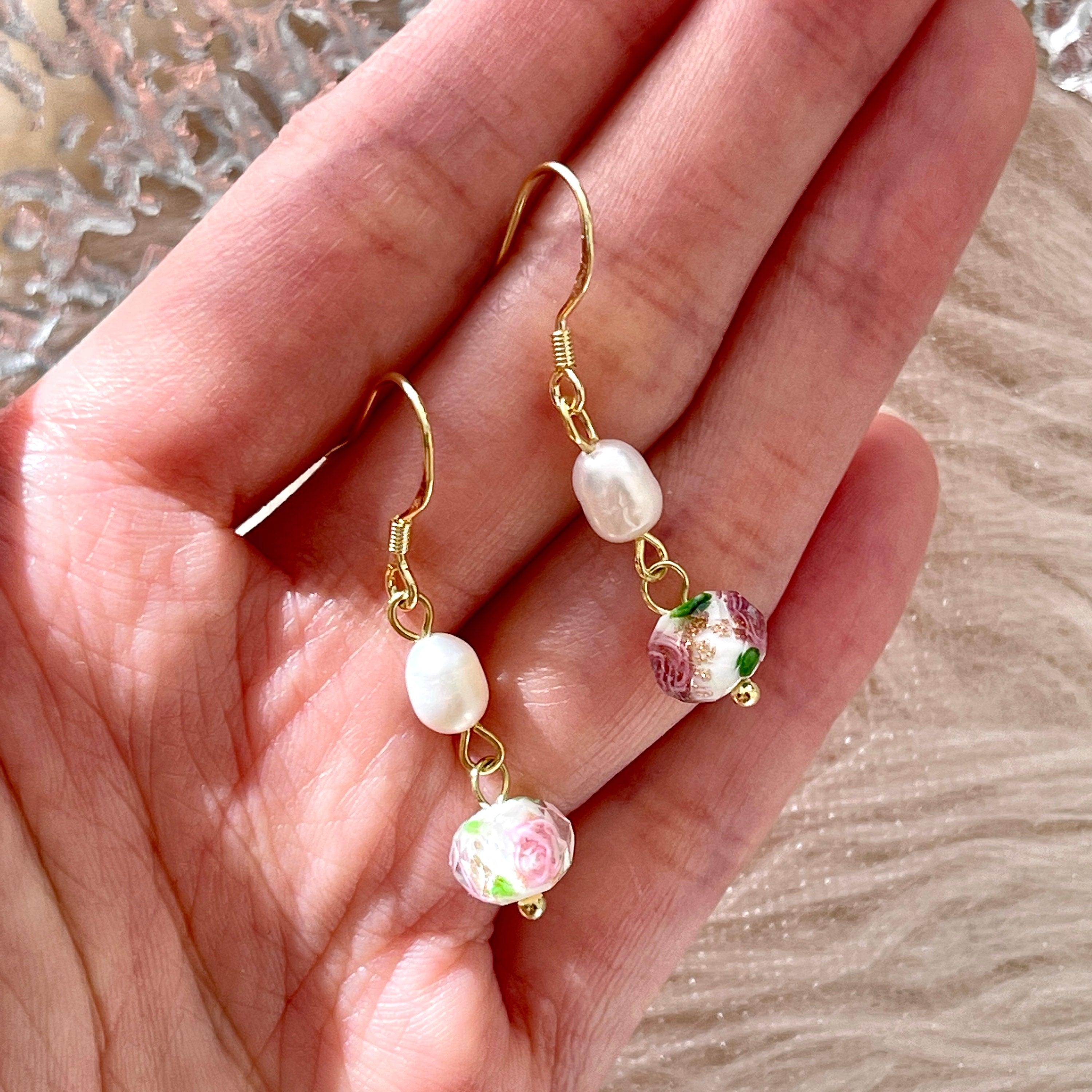 Delicate Vintage Wild Rose Drop Earrings