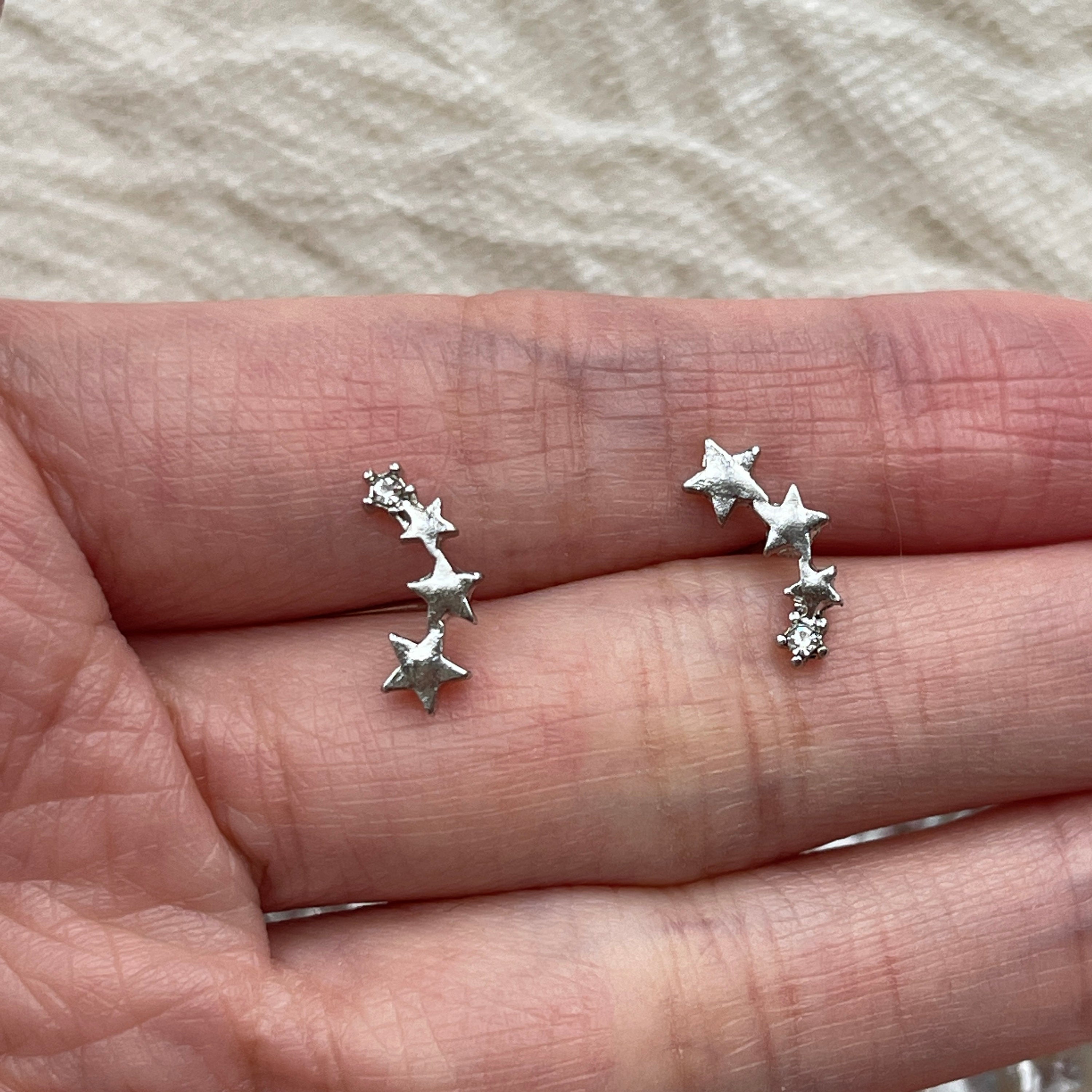 Dainty star threader earrings