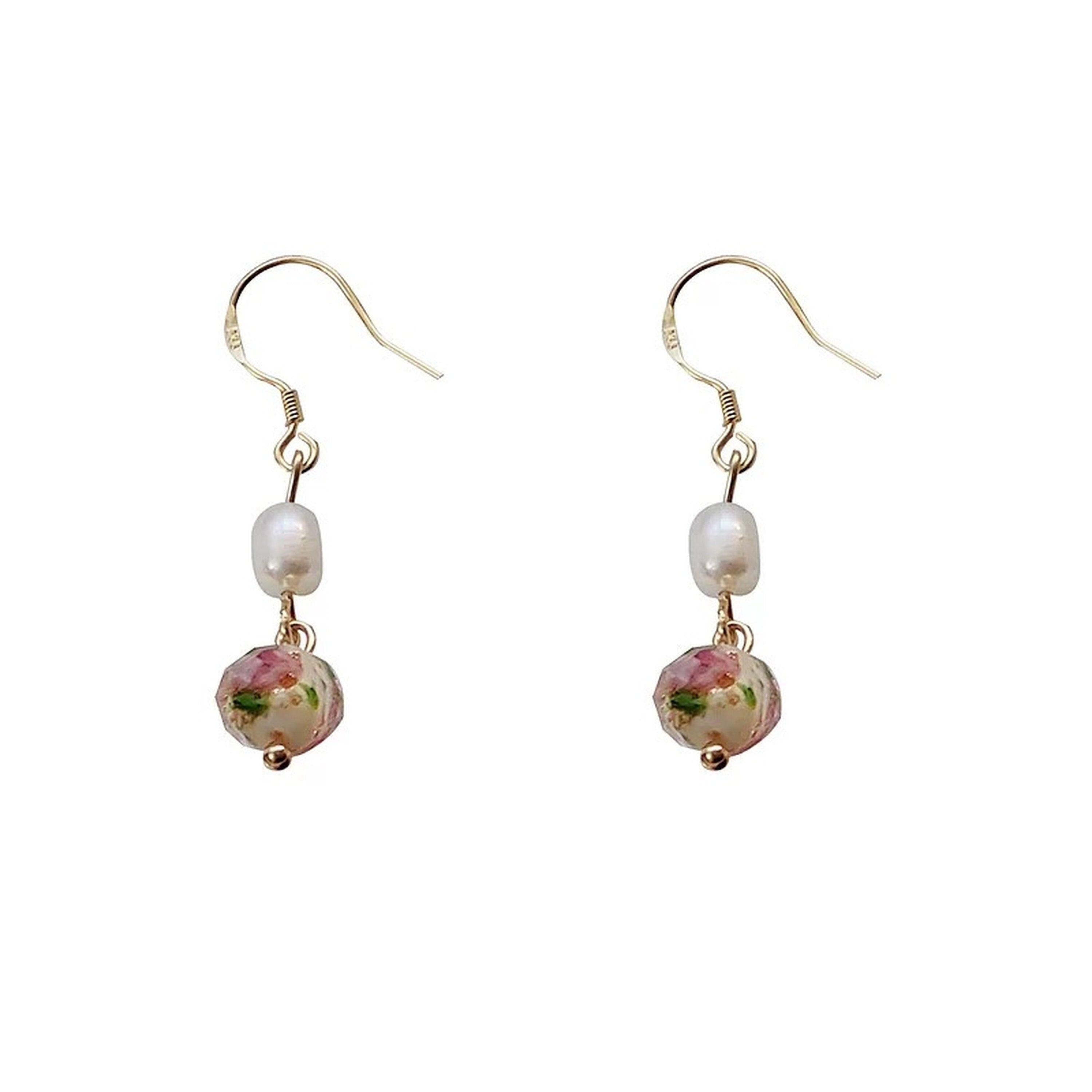 Delicate Vintage Wild Rose Drop Earrings