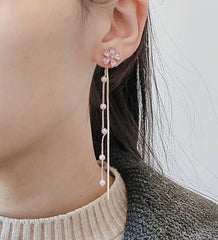 Pendientes de flor de cerezo rosa de 2 vías hechos a mano