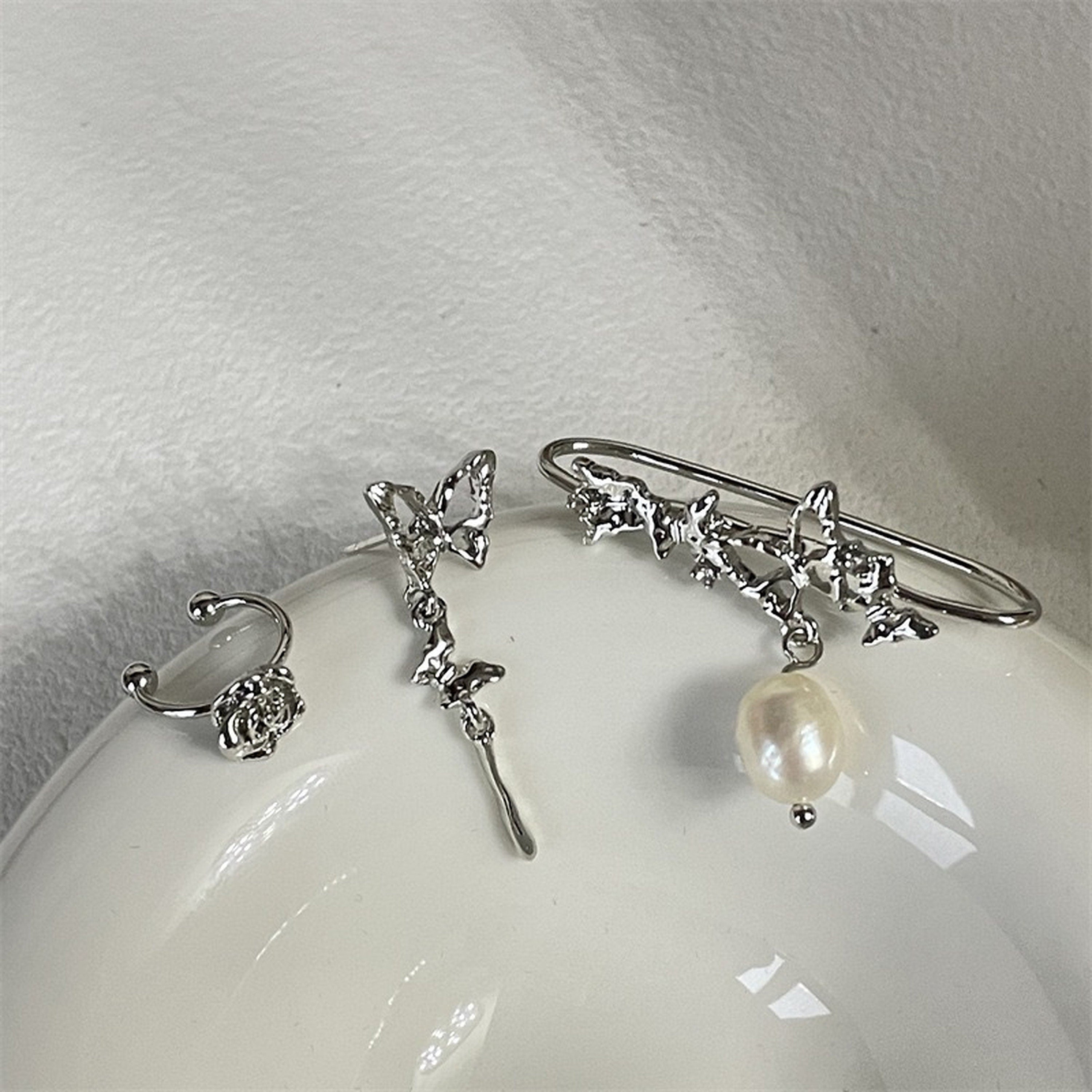 Romantic Rose Butterfly Ear Cuffs