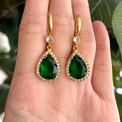 Teardrop Emerald Green Earrings