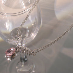 Sparkly Sweet Girl Pink Heart Charm Pendant Necklace